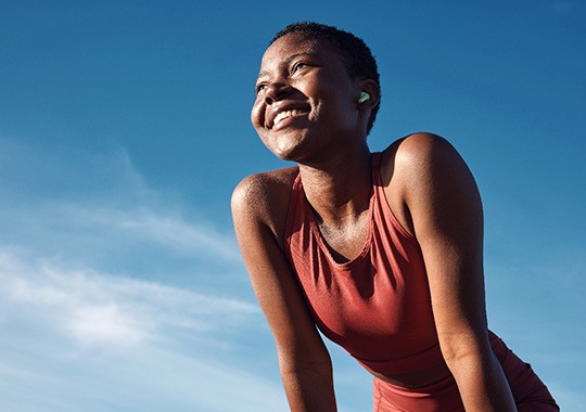 Lady smiles after workout