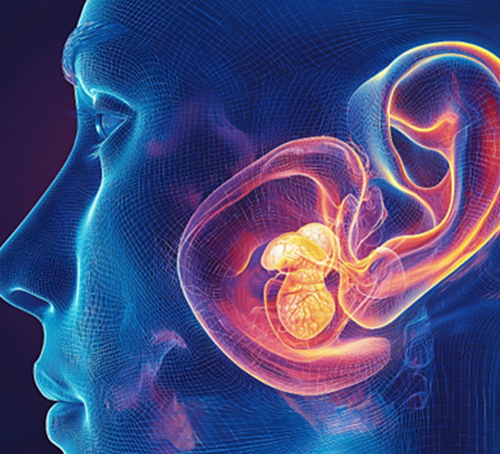 Digital image showing workings of inner ear