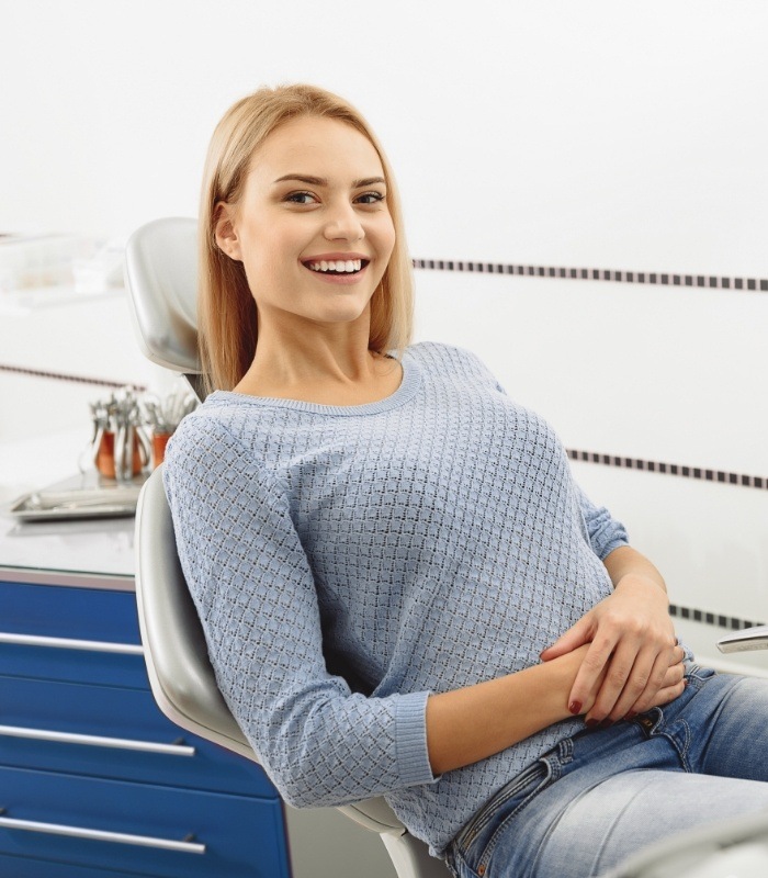 Woman smiling in dental chair