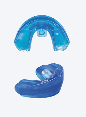 Two smooth blue oral appliances
